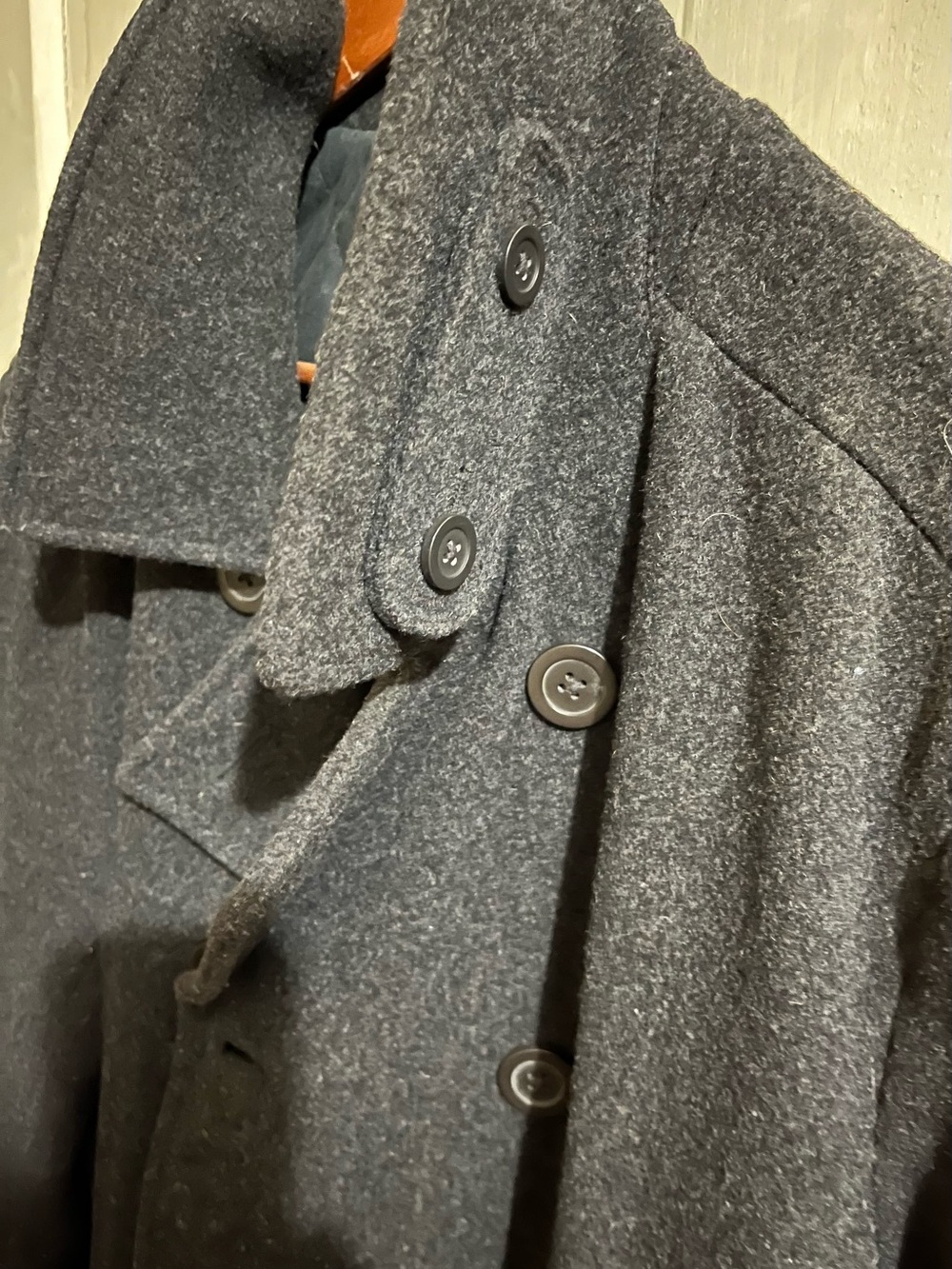L.L. Bean Men's Dark Gray Wool Pea Coat - Picture 6 of 8